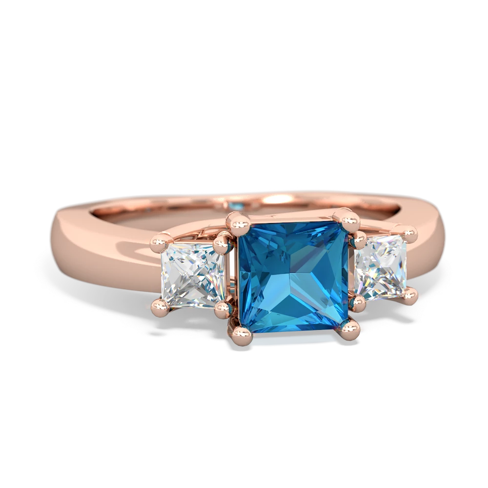 London Topaz Three Stone Trellis 14K Rose Gold ring R4015