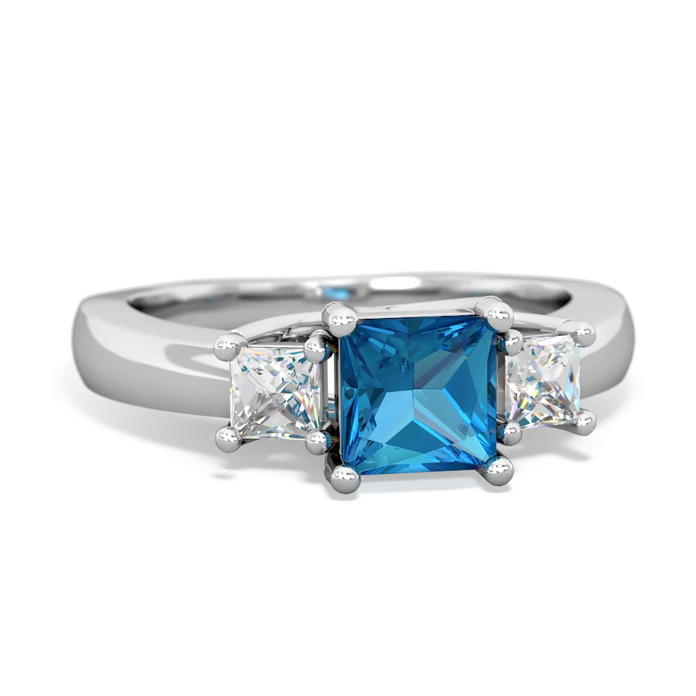 London Topaz Three Stone Trellis 14K White Gold ring R4015