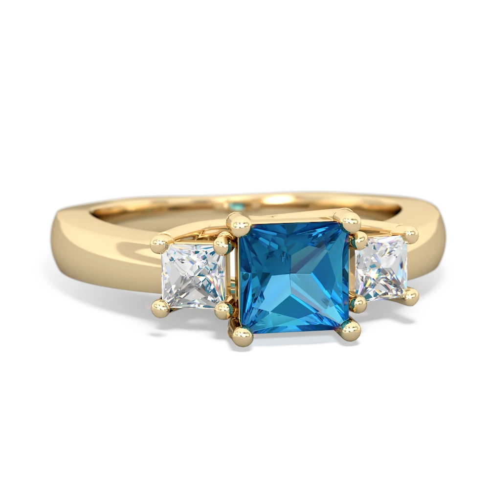 London Topaz Three Stone Trellis 14K Yellow Gold ring R4015