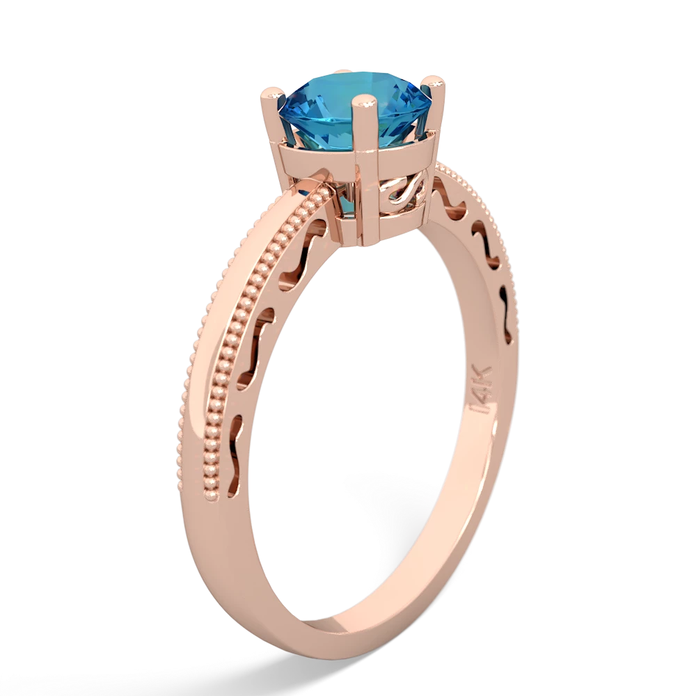 London Topaz Milgrain Filigree 14K Rose Gold ring R5090