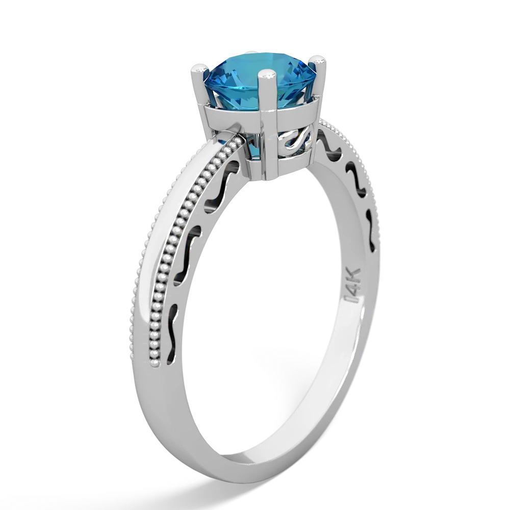 London Topaz Milgrain Filigree 14K White Gold ring R5090