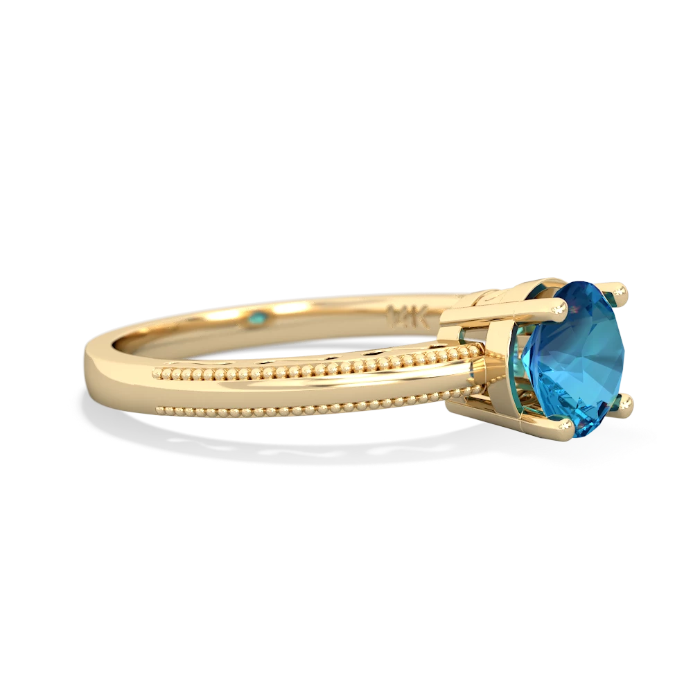 London Topaz Milgrain Filigree 14K Yellow Gold ring R5090