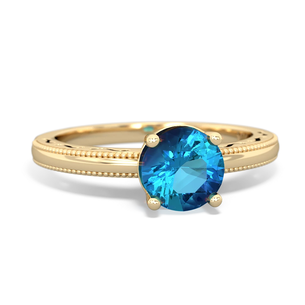 London Topaz Milgrain Filigree 14K Yellow Gold ring R5090