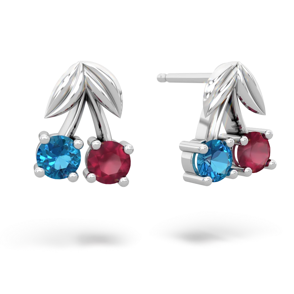 London Topaz Sweet Cherries 14K White Gold earrings E7001