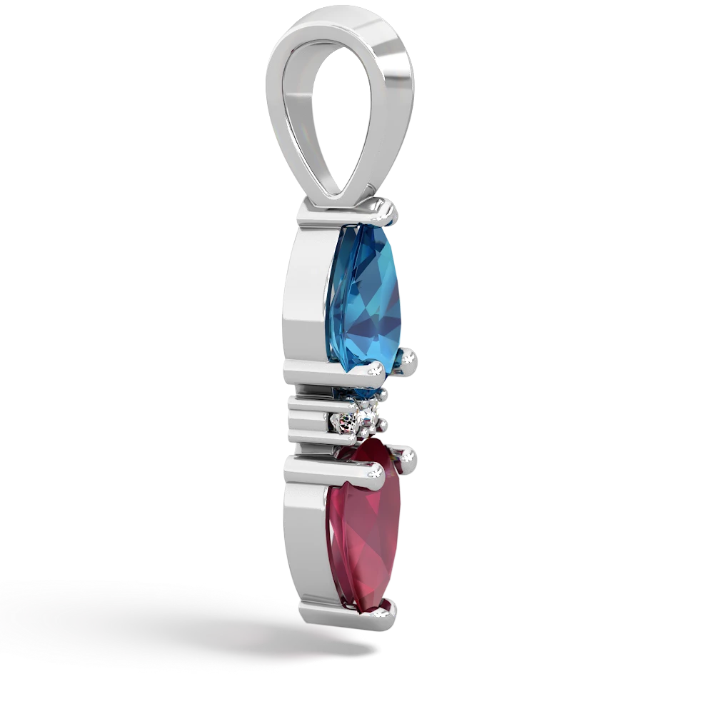 London Topaz Bowtie Drop 14K White Gold pendant P0865