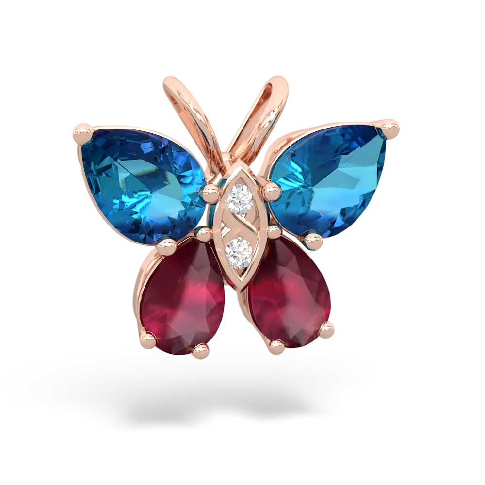 London Topaz Butterfly 14K Rose Gold pendant P2215