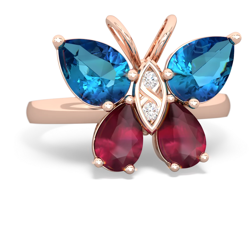 London Topaz Butterfly 14K Rose Gold ring R2215