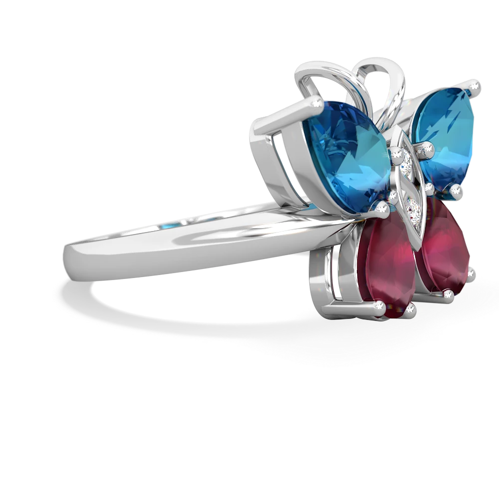 London Topaz Butterfly 14K White Gold ring R2215