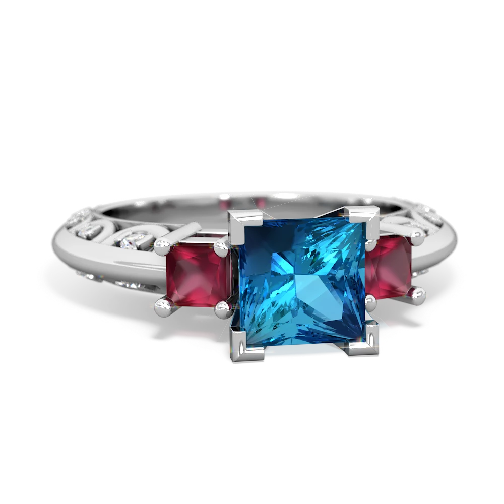 London Topaz Eternal Embrace Engagement 14K White Gold ring C2001