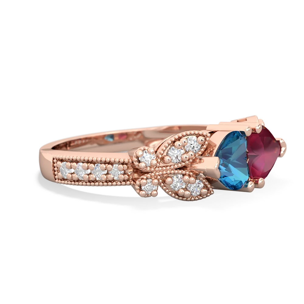 London Topaz Diamond Butterflies 14K Rose Gold ring R5601