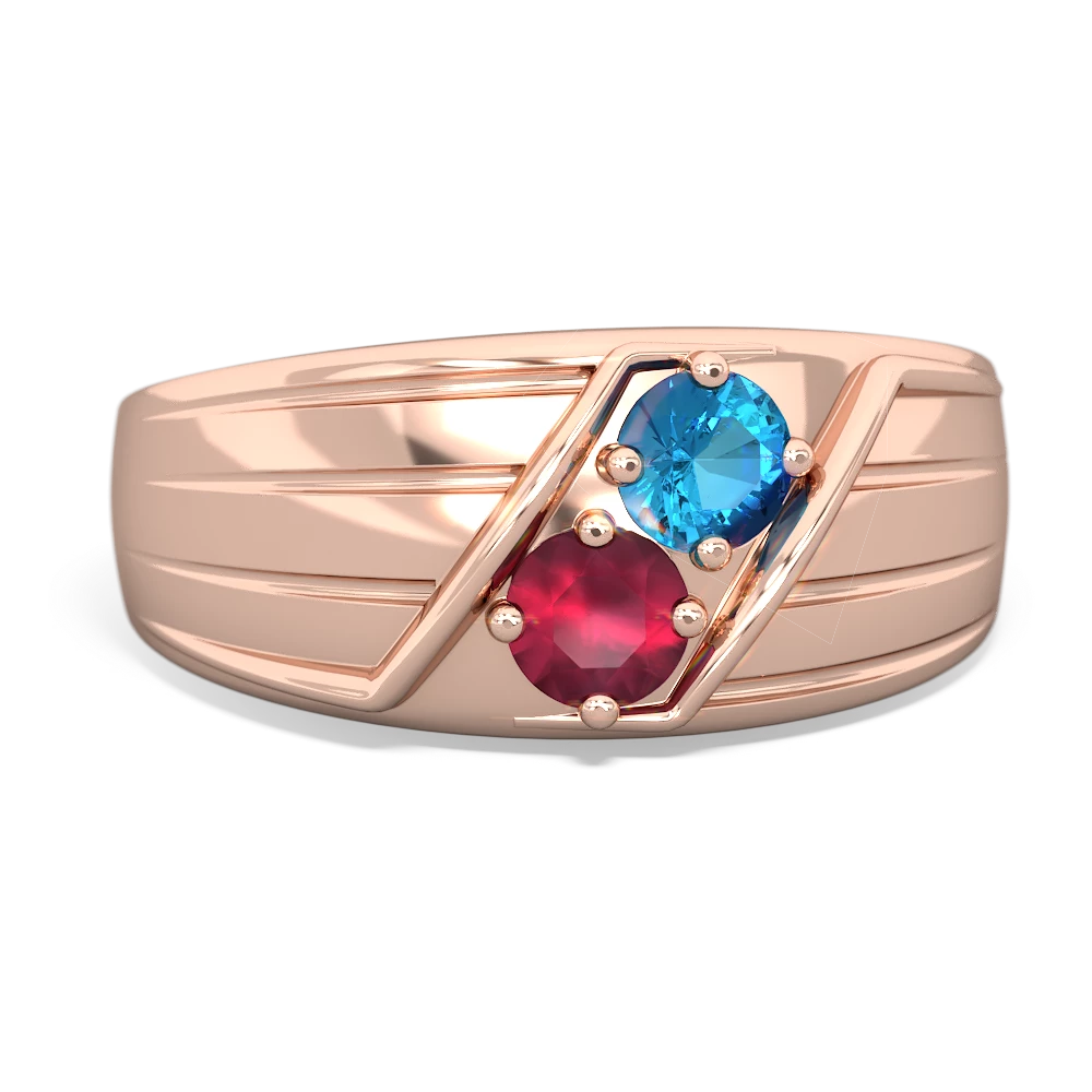 London Topaz Men's Streamline 14K Rose Gold ring R0460