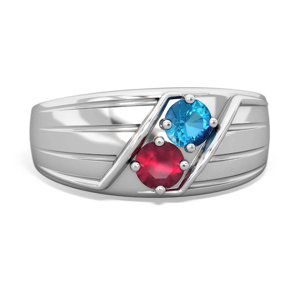 London Topaz Men's Streamline 14K White Gold ring R0460