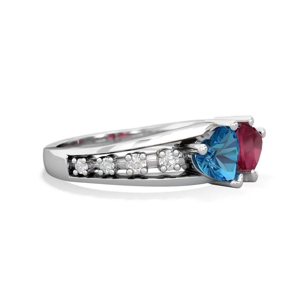 London Topaz Heart To Heart 14K White Gold ring R3342