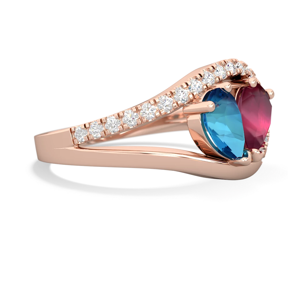 London Topaz Nestled Heart Keepsake 14K Rose Gold ring R5650