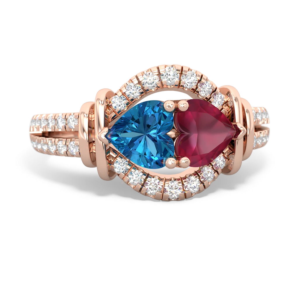 London Topaz Art-Deco Keepsake 14K Rose Gold ring R5630