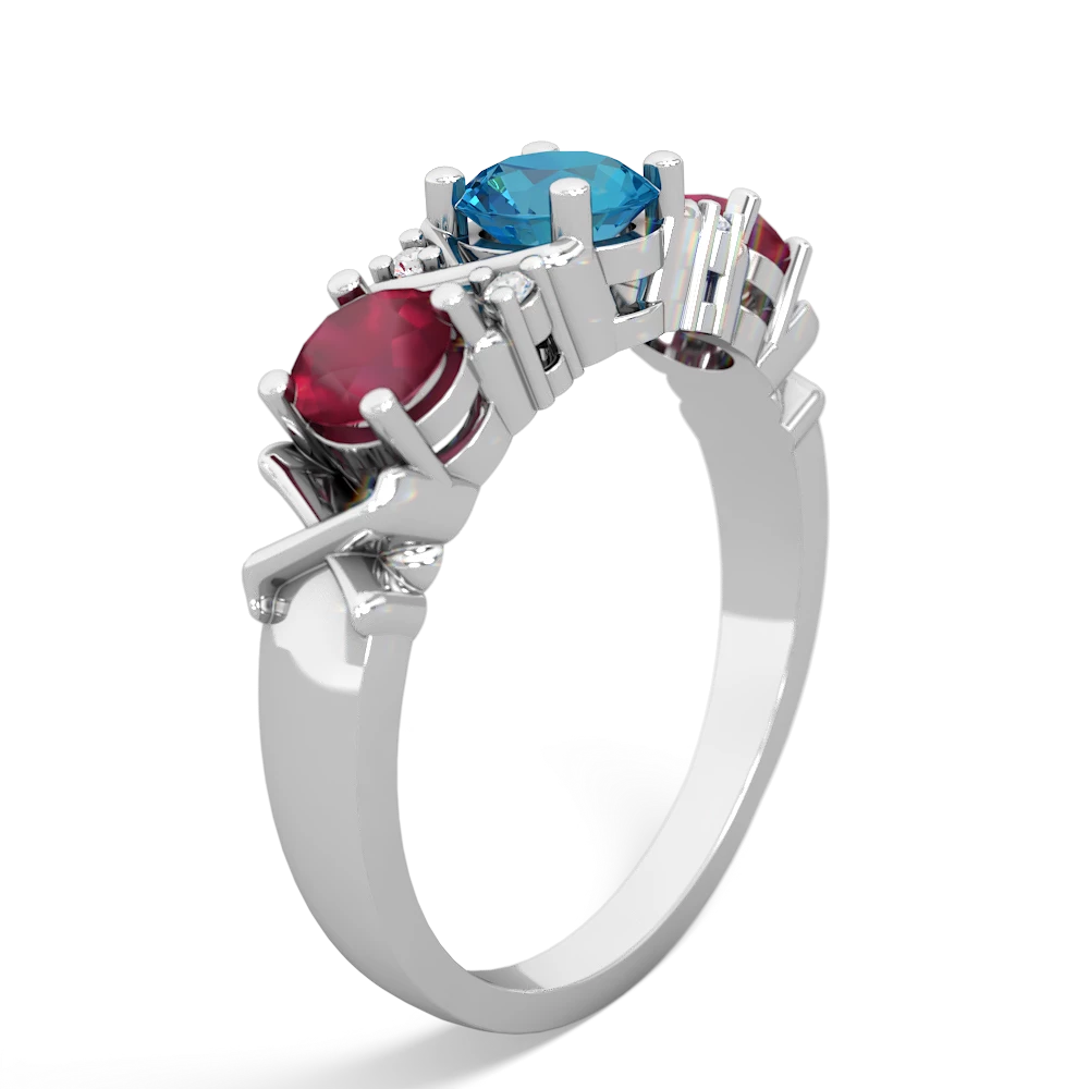 London Topaz Hugs And Kisses 14K White Gold ring R5016