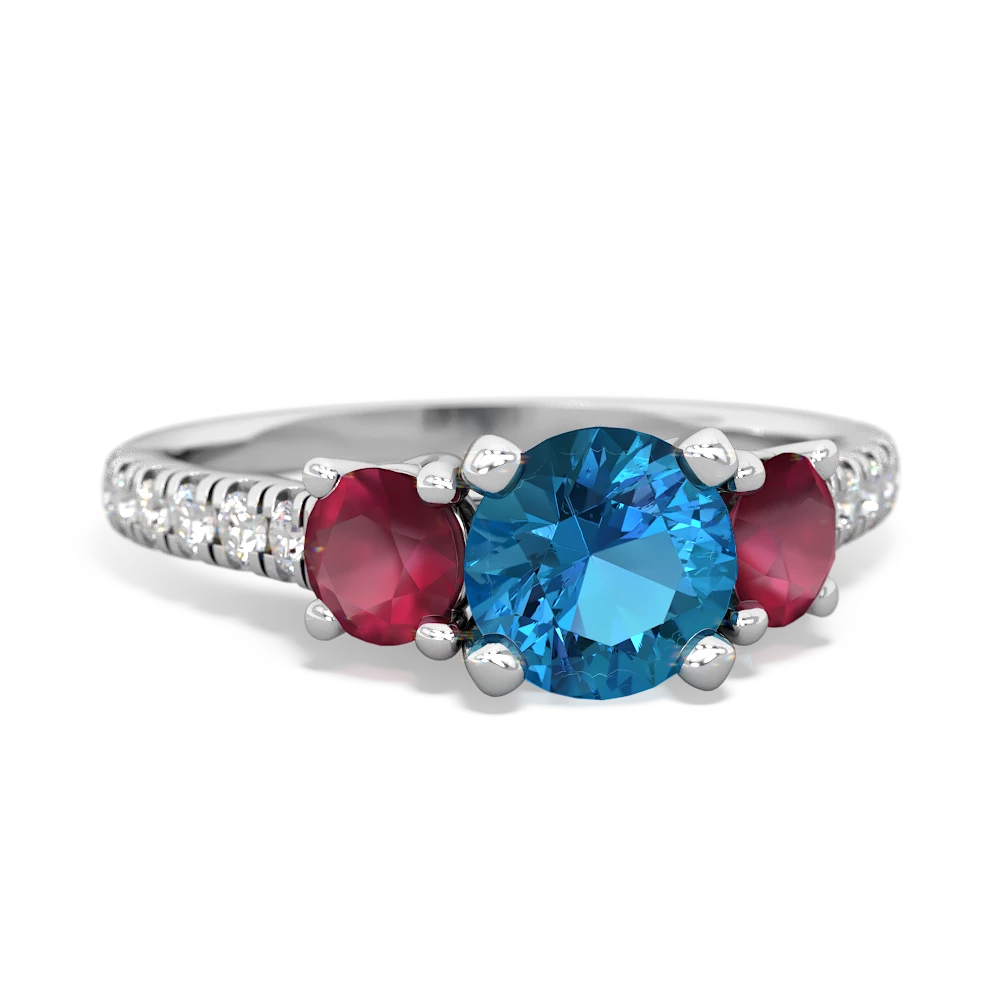 London Topaz Pave Trellis 14K White Gold ring R5500