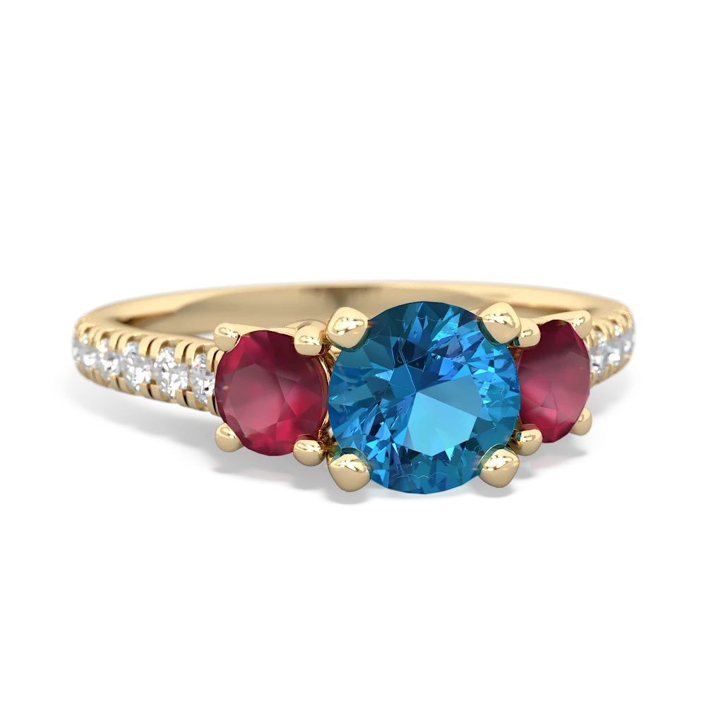 London Topaz Pave Trellis 14K Yellow Gold ring R5500