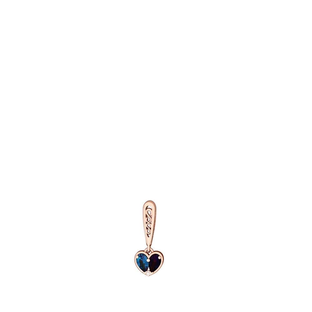 London Topaz Filligree Heart 14K Rose Gold earrings E5070