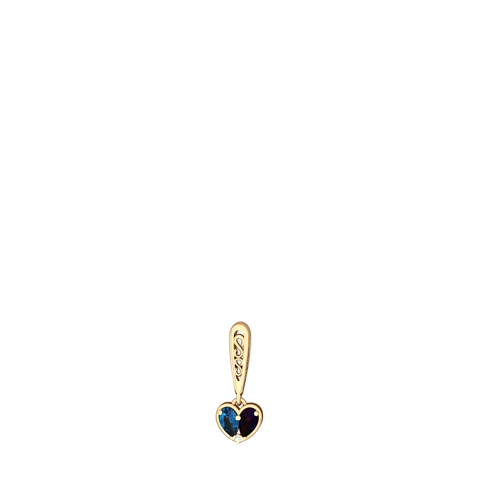 London Topaz Filligree Heart 14K Yellow Gold earrings E5070