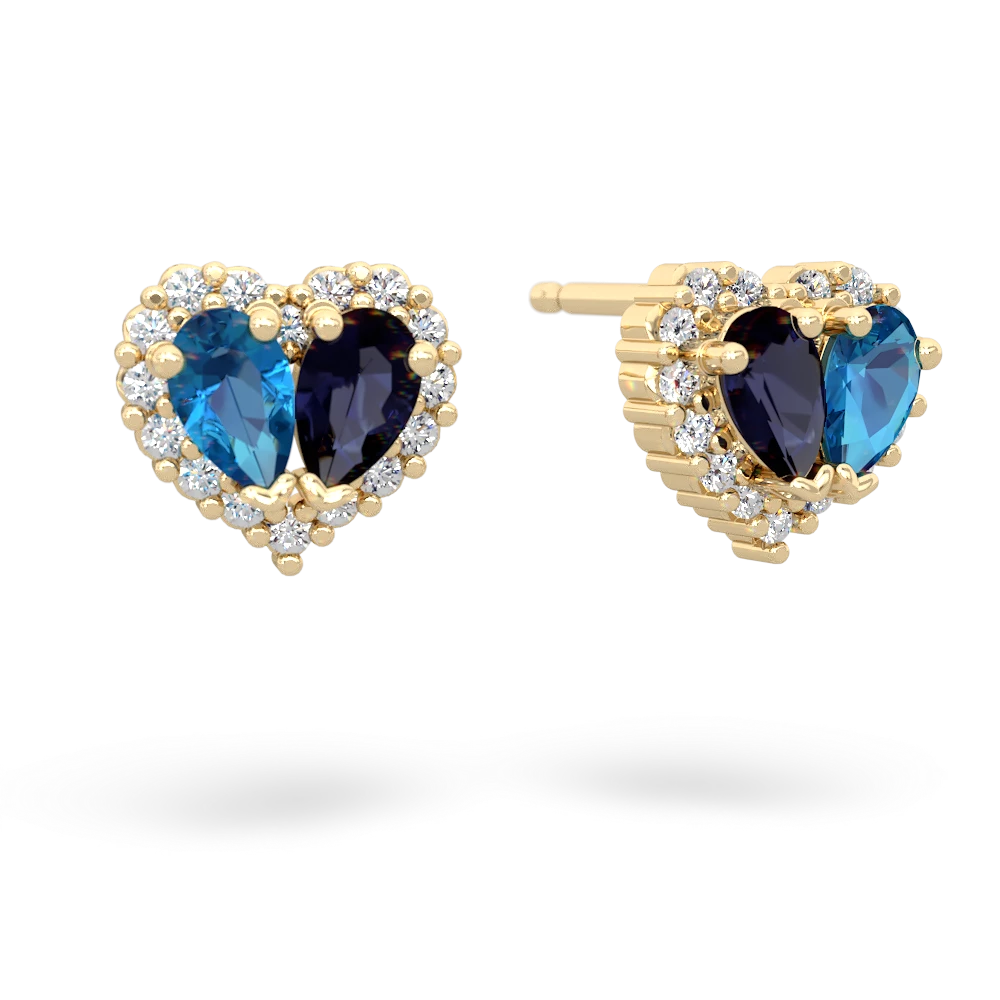 London Topaz Halo 14K Yellow Gold earrings E7008