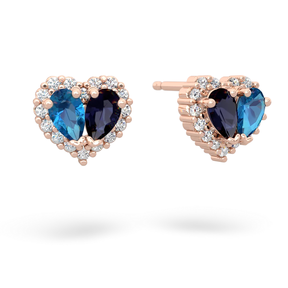 London Topaz Halo 14K Rose Gold earrings E7008