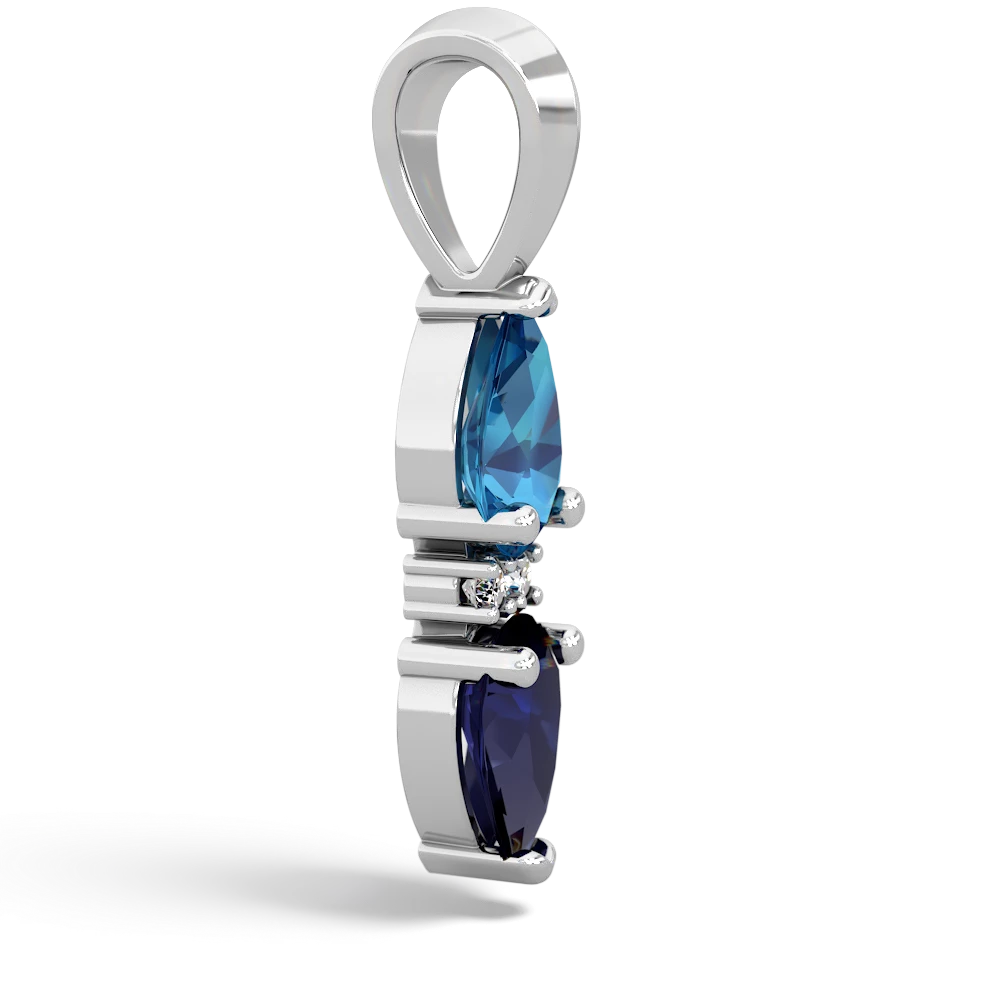 London Topaz Bowtie Drop 14K White Gold pendant P0865