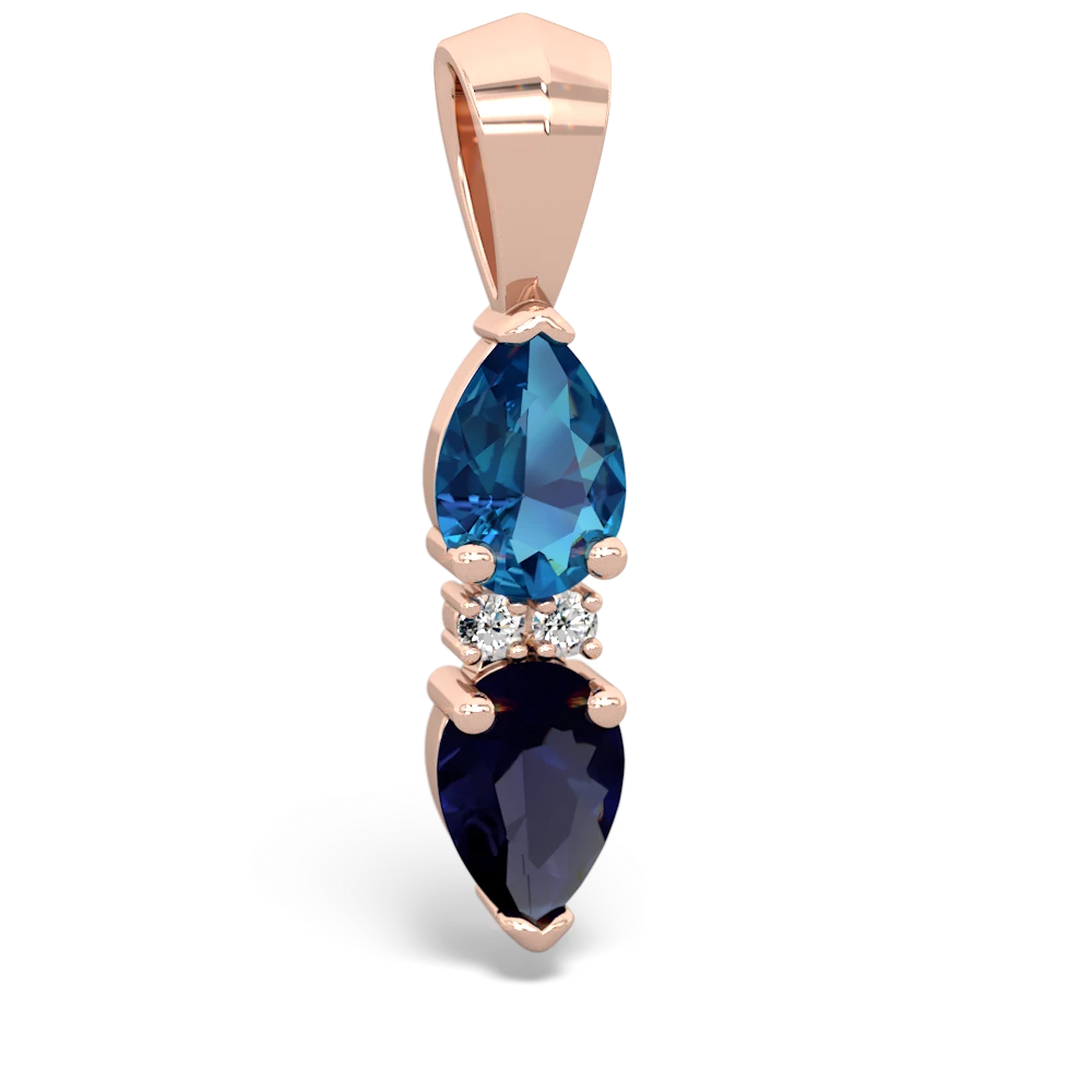 London Topaz Bowtie Drop 14K Rose Gold pendant P0865