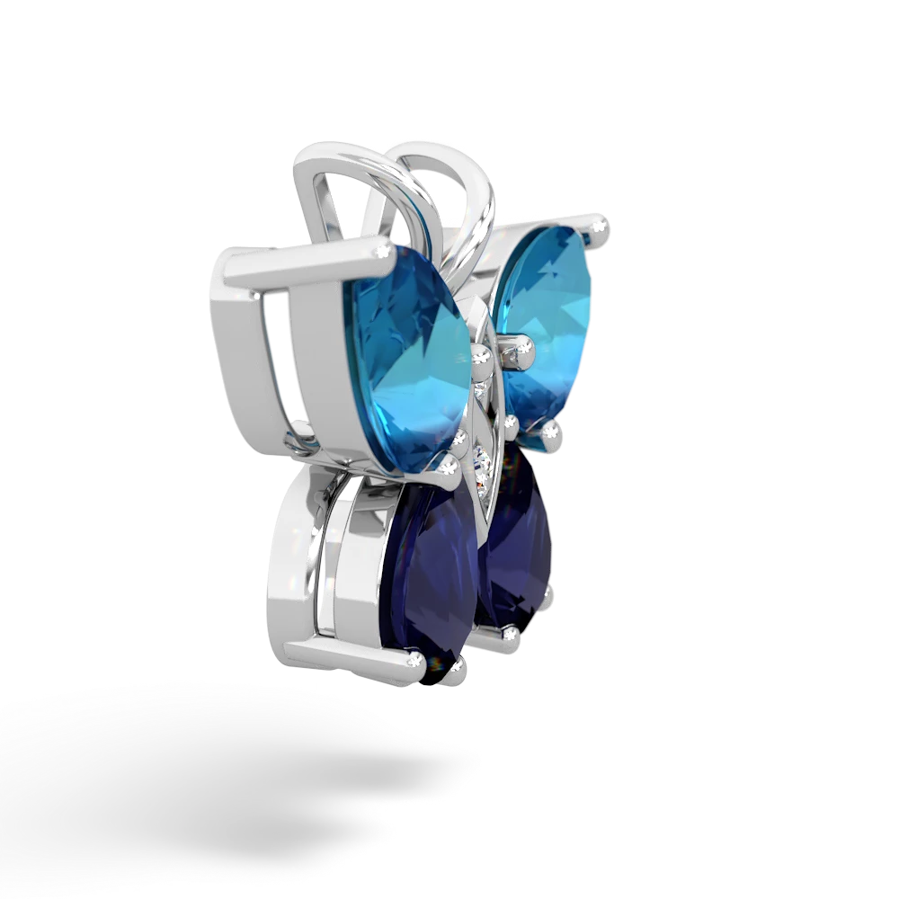 London Topaz Butterfly 14K White Gold pendant P2215