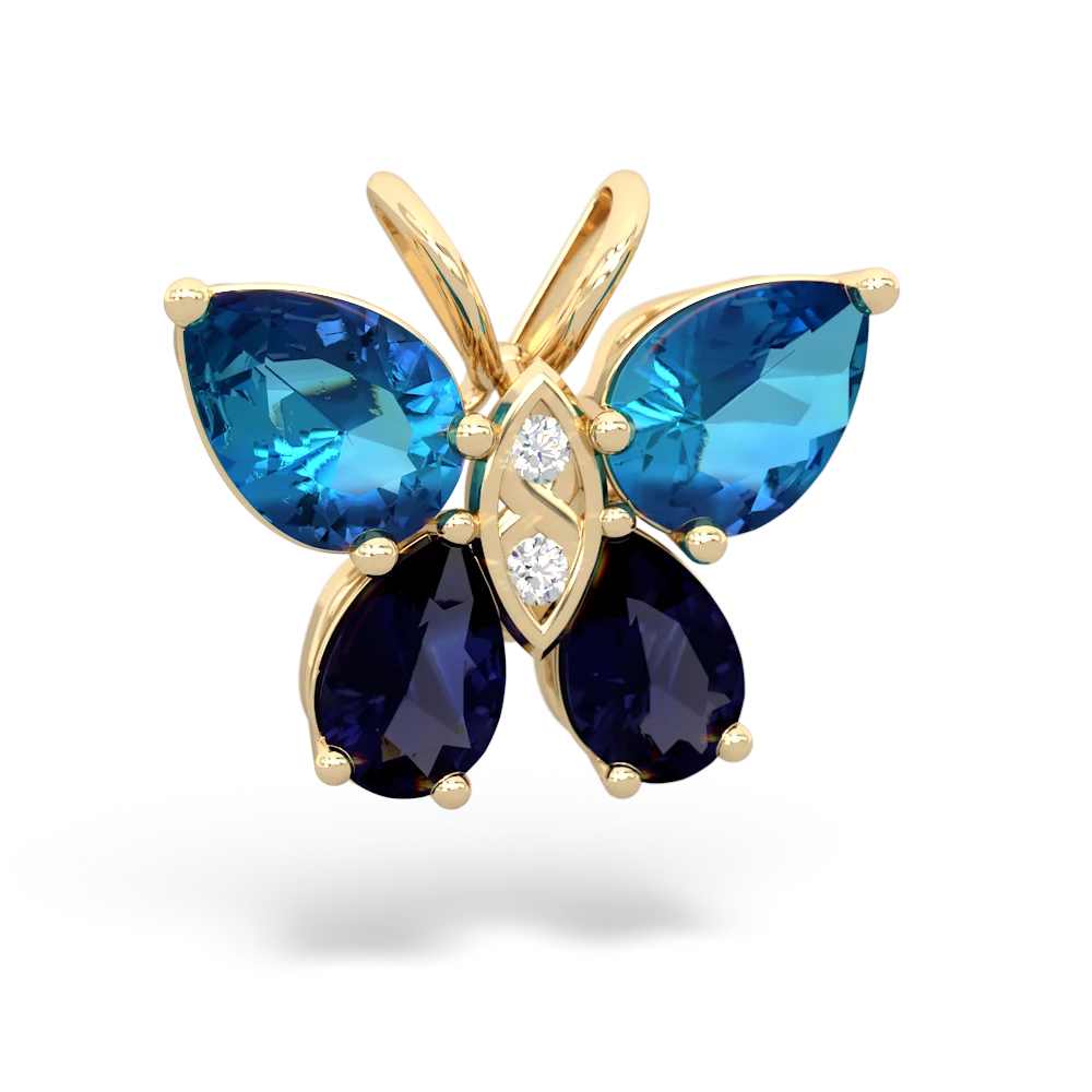 London Topaz Butterfly 14K Yellow Gold pendant P2215