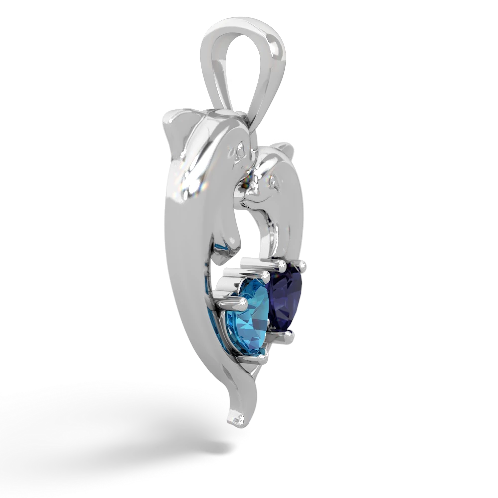 London Topaz Dolphin Heart 14K White Gold pendant P5820