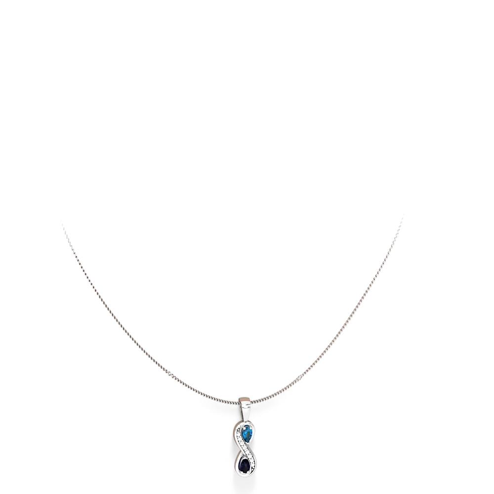 London Topaz Diamond Infinity 14K White Gold pendant P5390