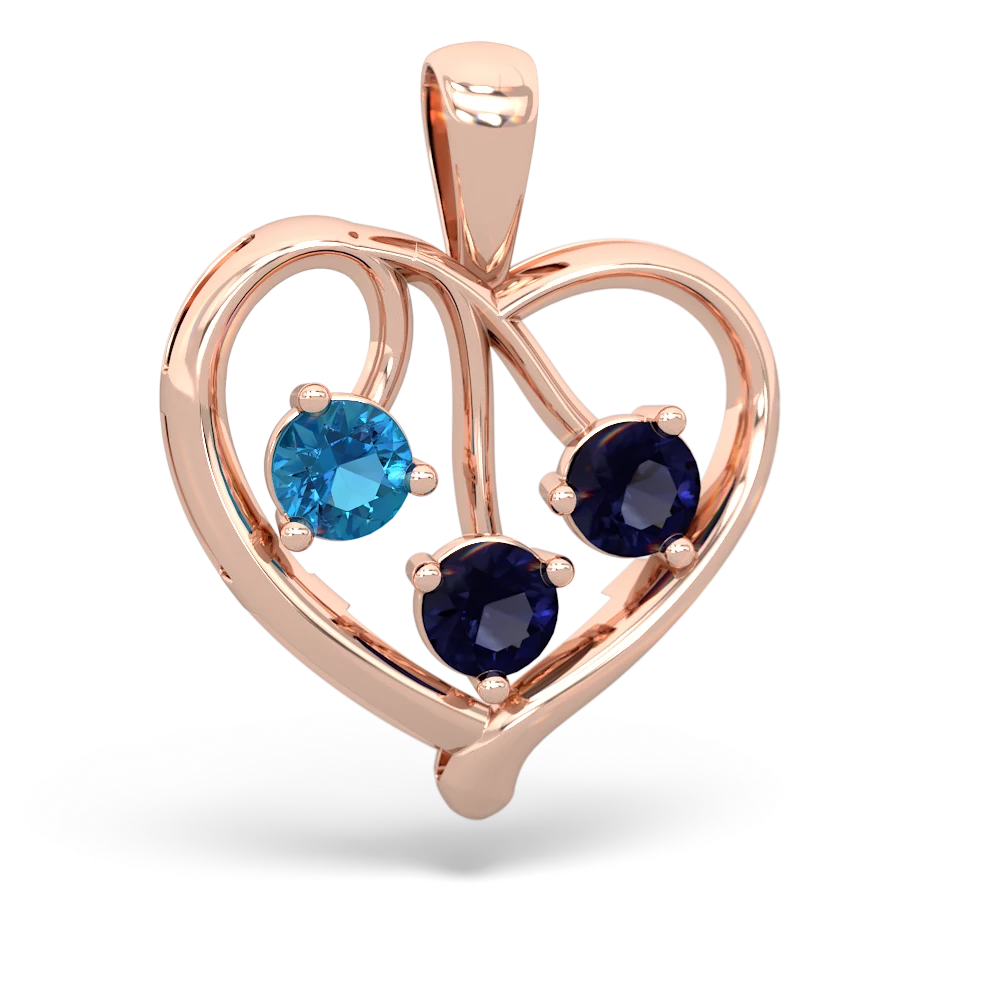 London Topaz Glowing Heart 14K Rose Gold pendant P2233