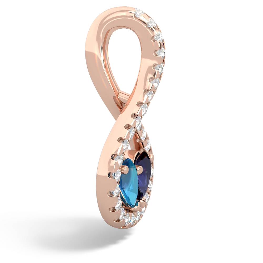 London Topaz Pave Twist 'One Heart' 14K Rose Gold pendant P5360