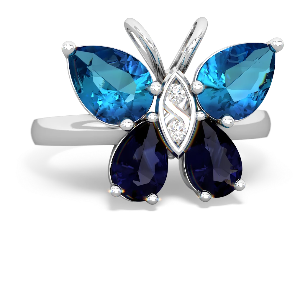 London Topaz Butterfly 14K White Gold ring R2215