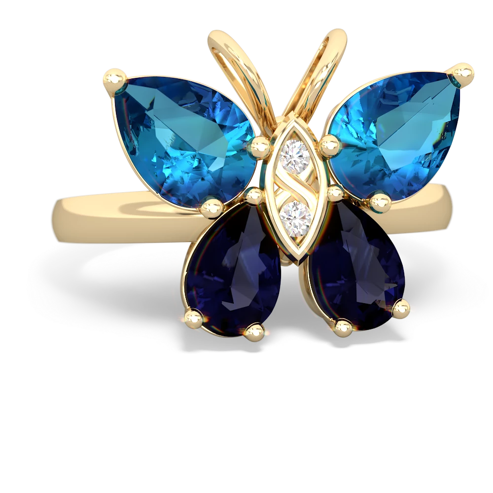 London Topaz Butterfly 14K Yellow Gold ring R2215