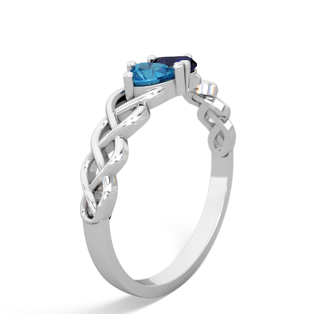 London Topaz Heart To Heart Braid 14K White Gold ring R5870