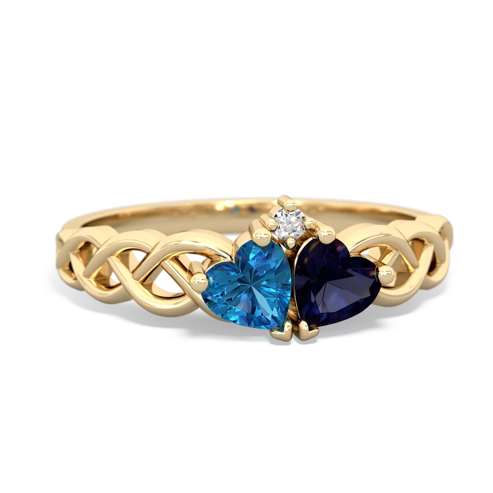 London Topaz Heart To Heart Braid 14K Yellow Gold ring R5870