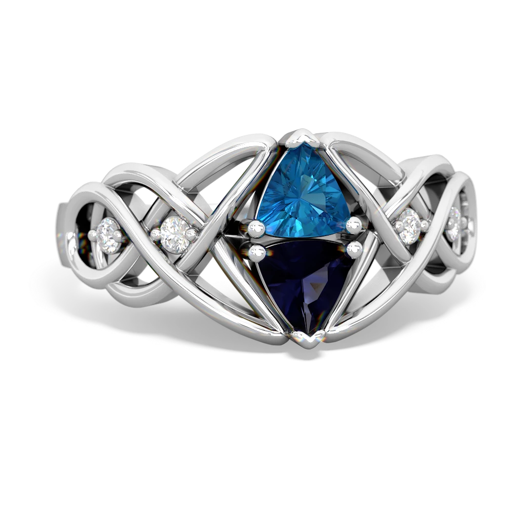 London Topaz Keepsake Celtic Knot 14K White Gold ring R5300