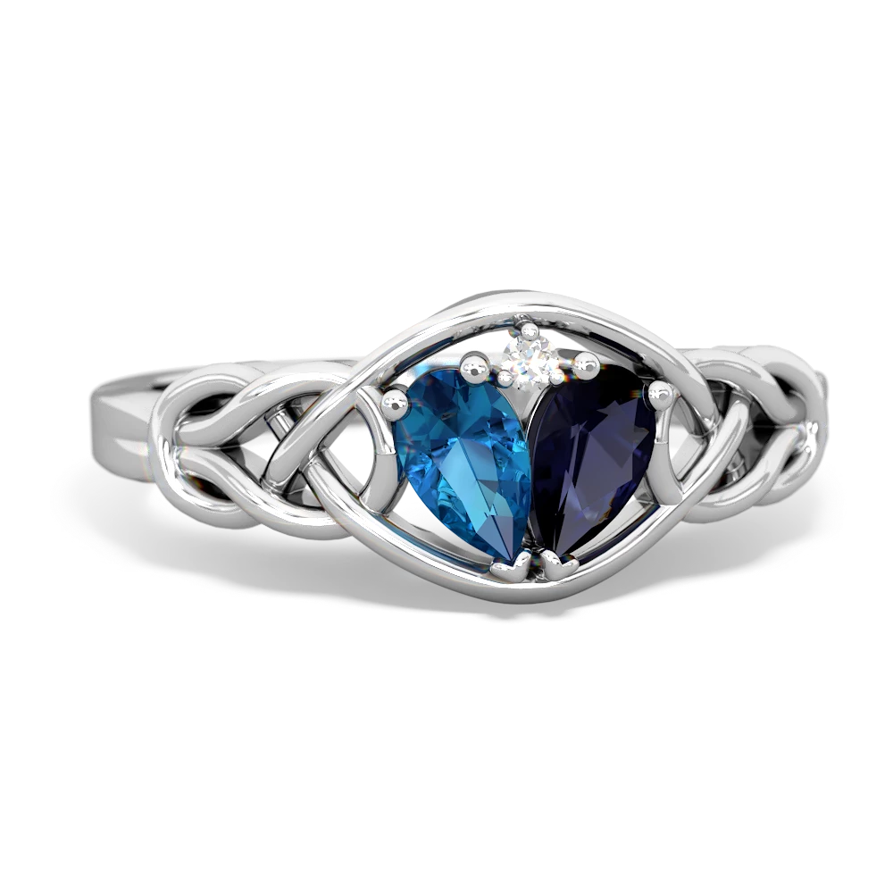 London Topaz Celtic Love Knot 14K White Gold ring R5420