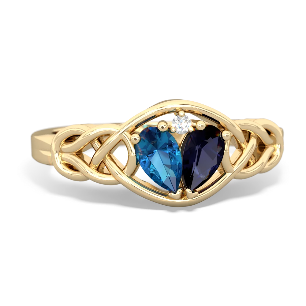 London Topaz Celtic Love Knot 14K Yellow Gold ring R5420