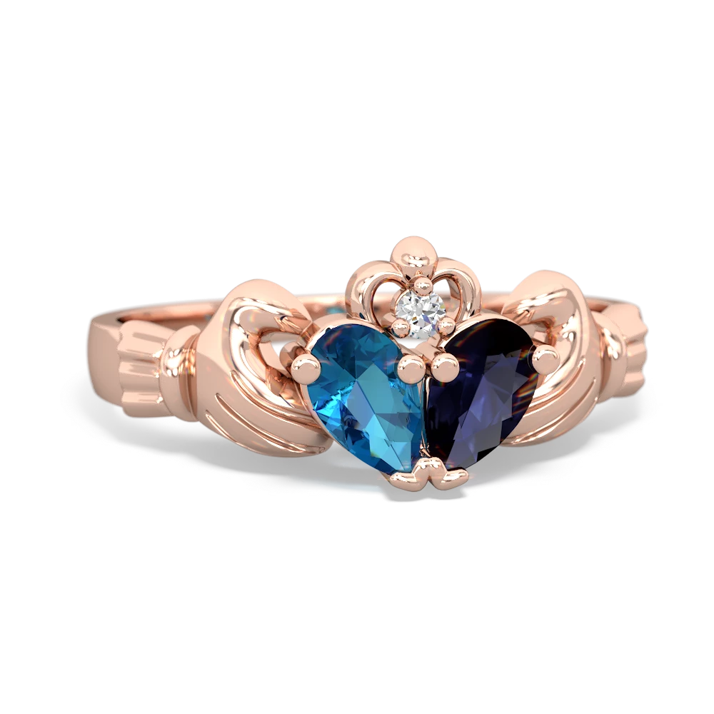 London Topaz 'Our Heart' Claddagh 14K Rose Gold ring R2388