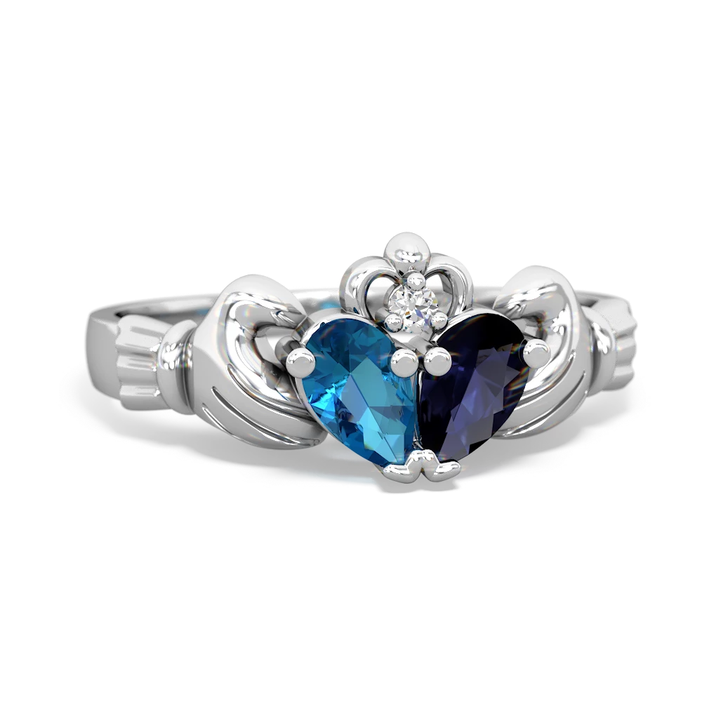 London Topaz 'Our Heart' Claddagh 14K White Gold ring R2388