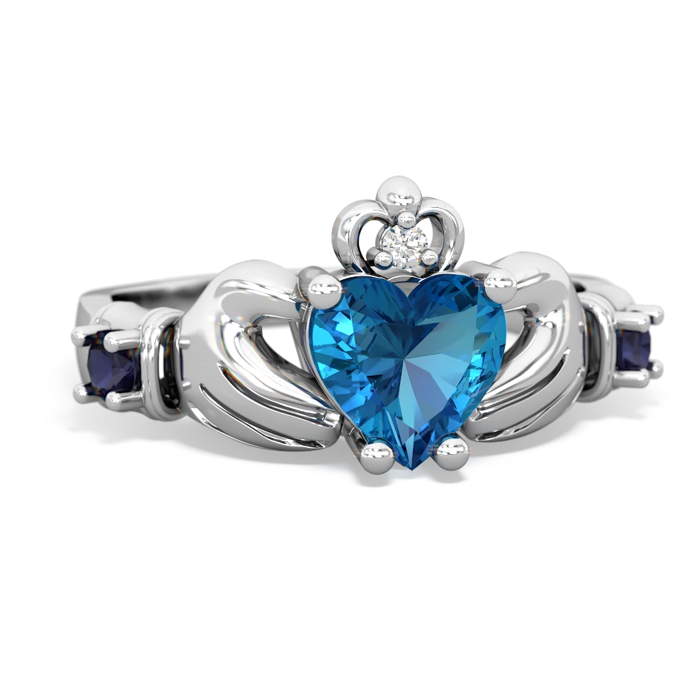 London Topaz Claddagh Keepsake 14K White Gold ring R5245