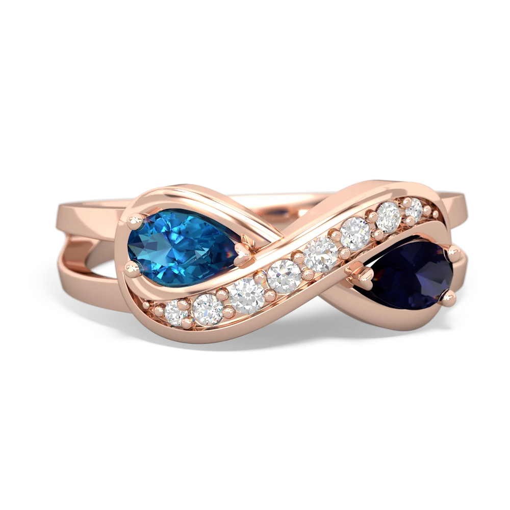 London Topaz Diamond Infinity 14K Rose Gold ring R5390