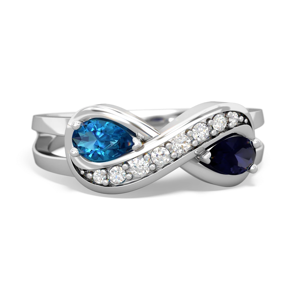 London Topaz Diamond Infinity 14K White Gold ring R5390