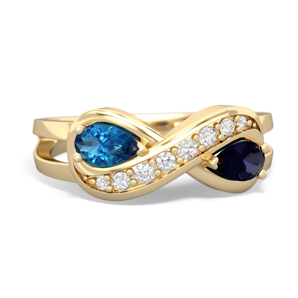 London Topaz Diamond Infinity 14K Yellow Gold ring R5390