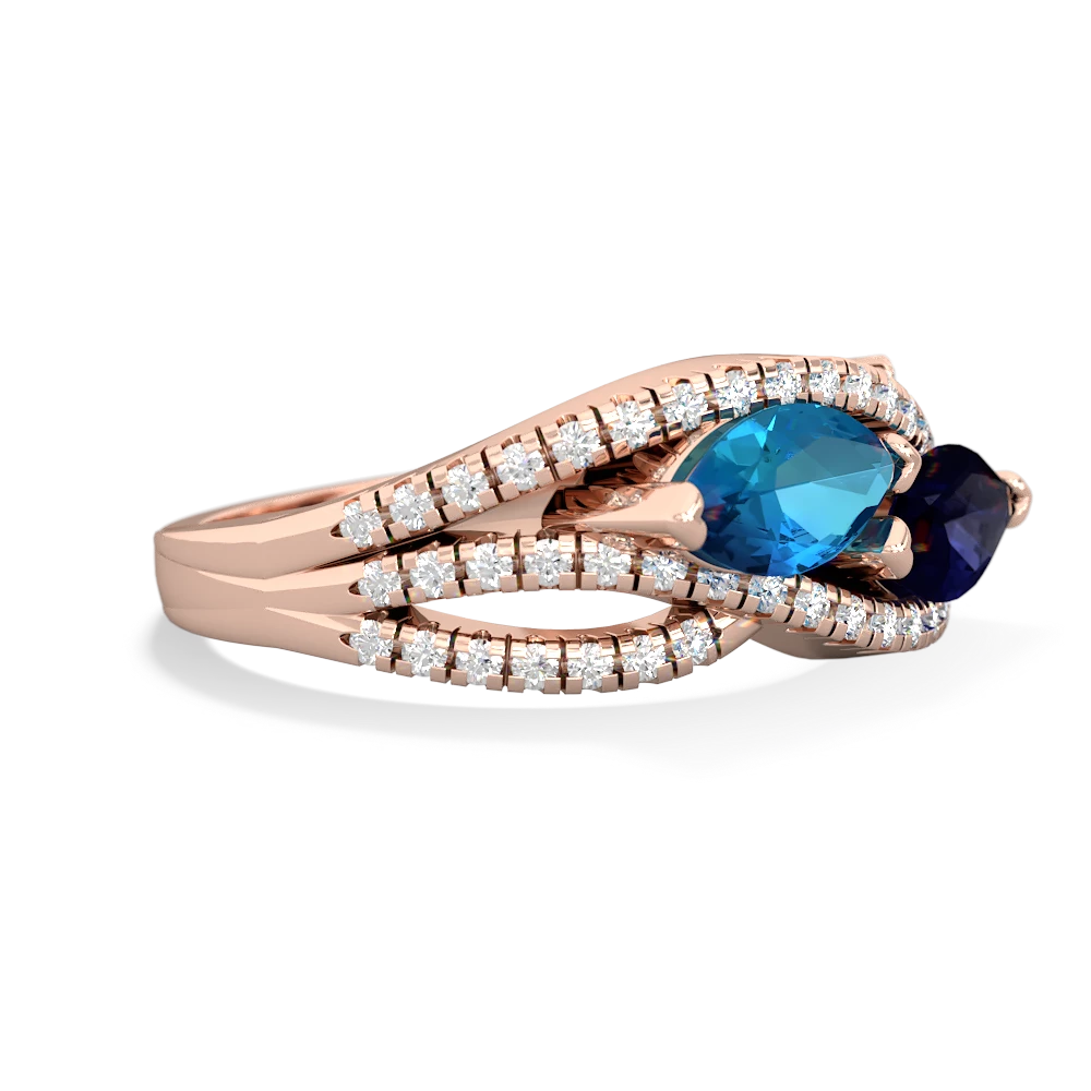 London Topaz Diamond Rivers 14K Rose Gold ring R3070