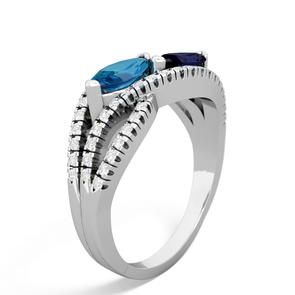 London Topaz Diamond Rivers 14K White Gold ring R3070