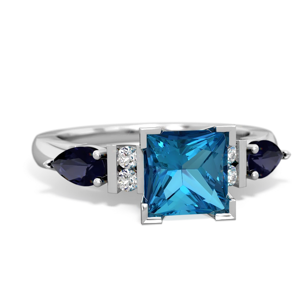 London Topaz 6Mm Princess Eternal Embrace Engagement 14K White Gold ring C2002